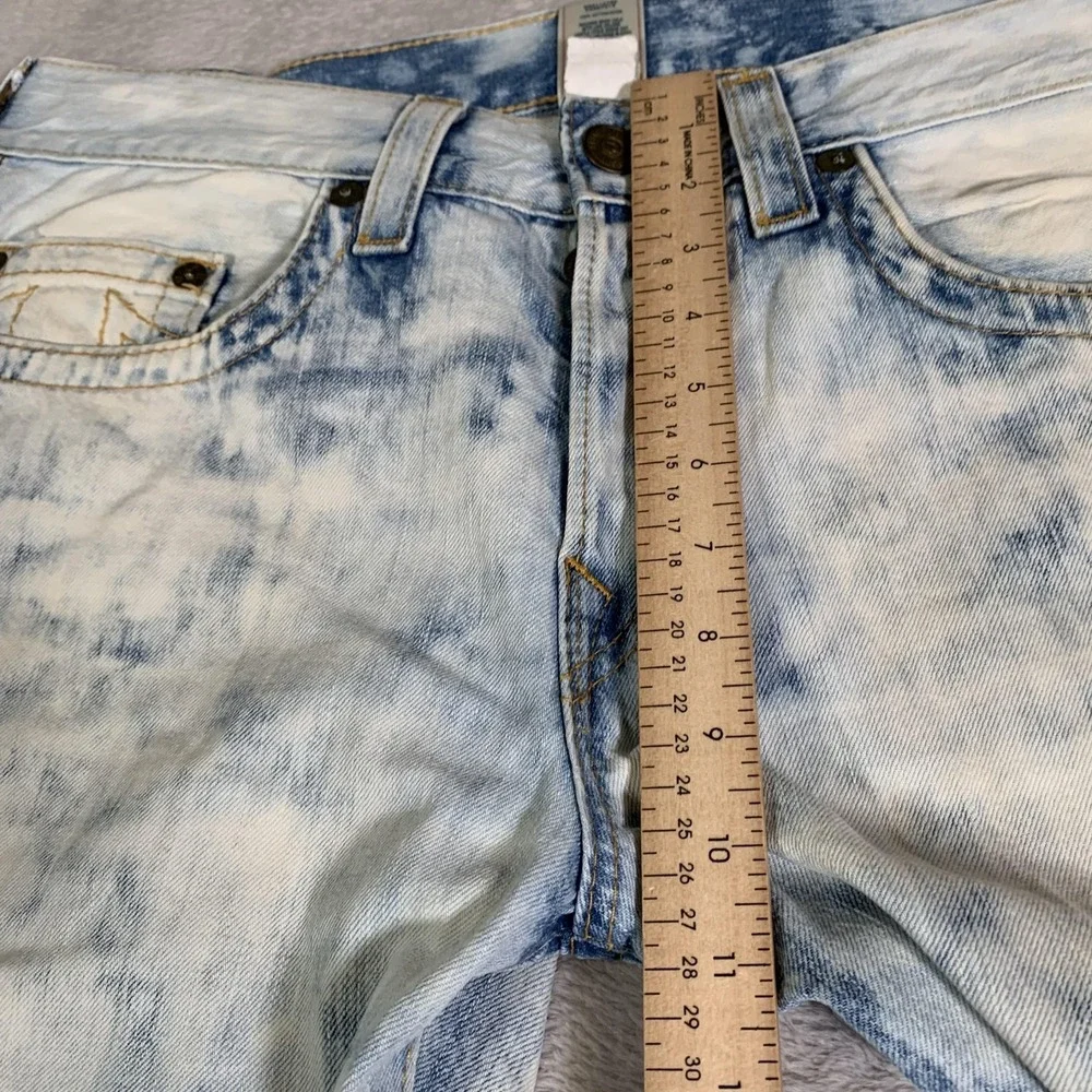 True Religion Geno Jeans Mens 36x31 Blue Acid Wash Straight USA‎ Made Vintage